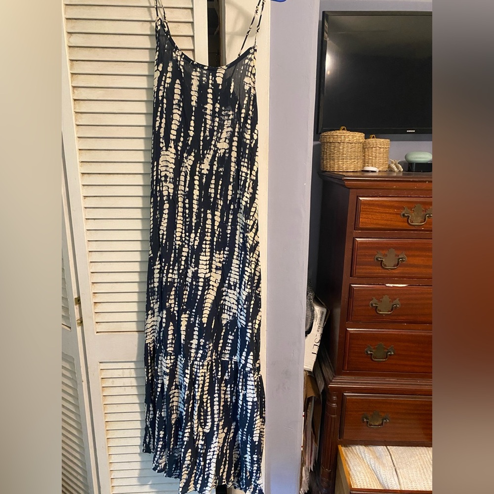 Zara Navy and Cream tie dye print Dress - Picture 4 of 5